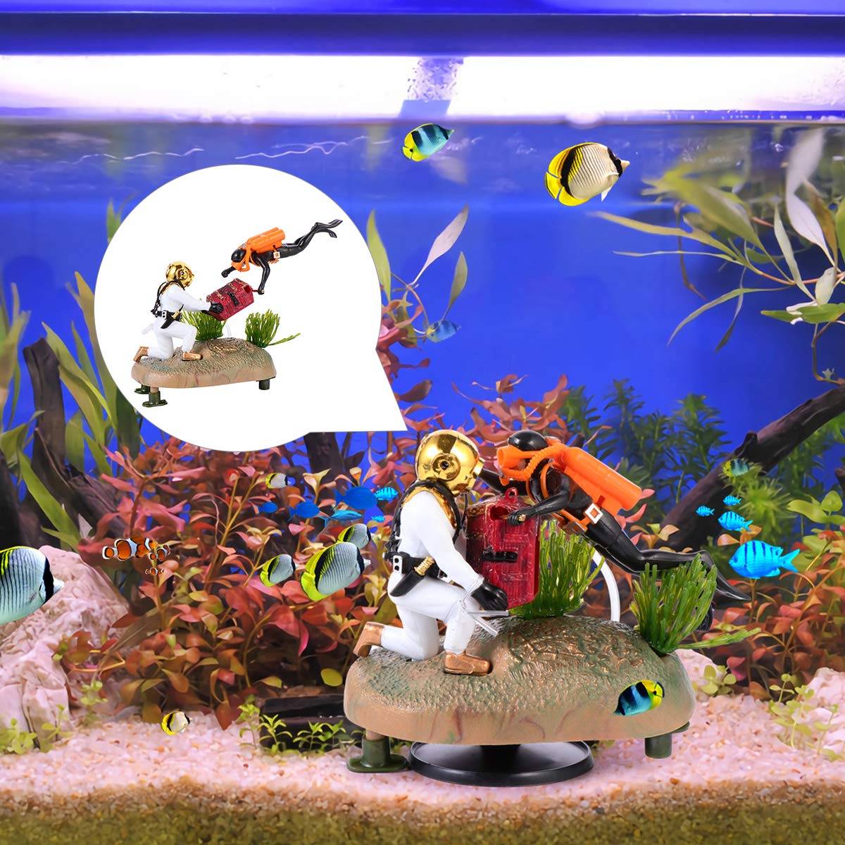 Retro Resin Aquarium Decorations - Fish Tank Stand & Air Ornament for Desktop, Home & Office - Perfect for Aquascaping & Fish Tank Landscaping