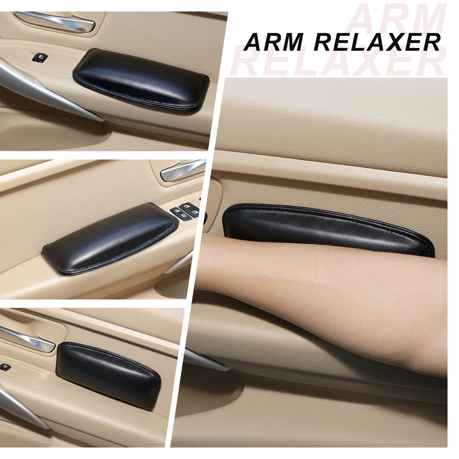 6 Pack Leather Car Knee Cushion - Soft Automotive Center Console Armrest Support Pillow for Knee, Leg & Elbow Comfort | Ergonomic Car Interior Accessories for Truck, SUV & Sedan | Reduce Fatigue on Long Drives & Commutes