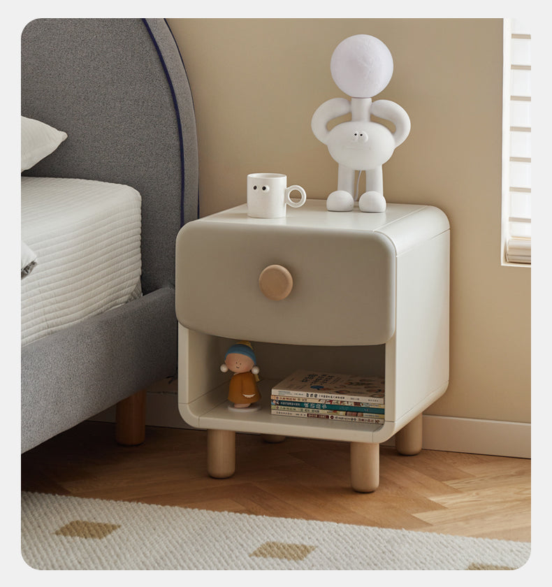 Solid Wood Kids Nightstand - Birch & Poplar Modern Bedside Table for Children's Room - Perfect for Bedrooms, Nurseries & Playrooms