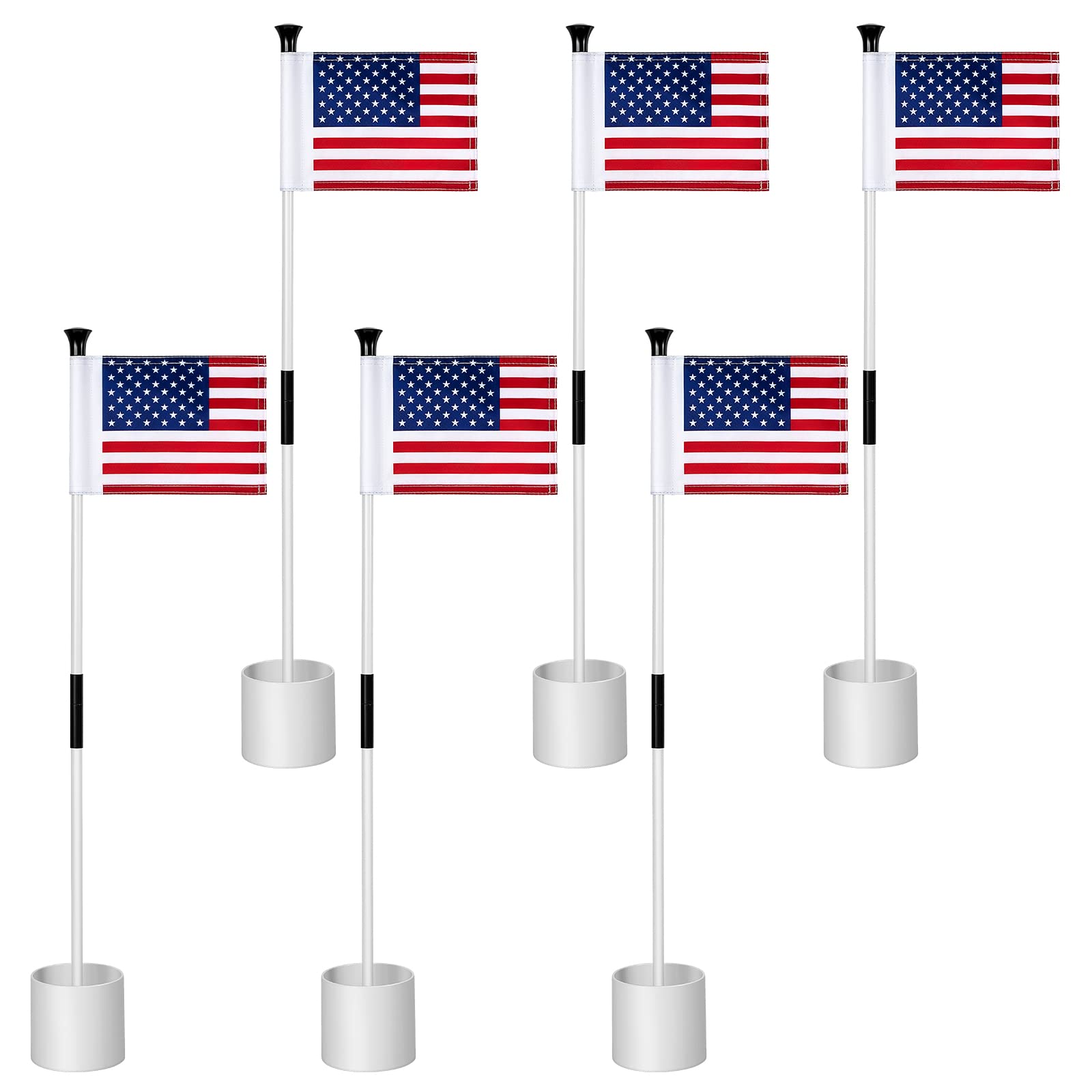 Premium 6-Pack Golf Pin Flags with Hole Cup Set - 6