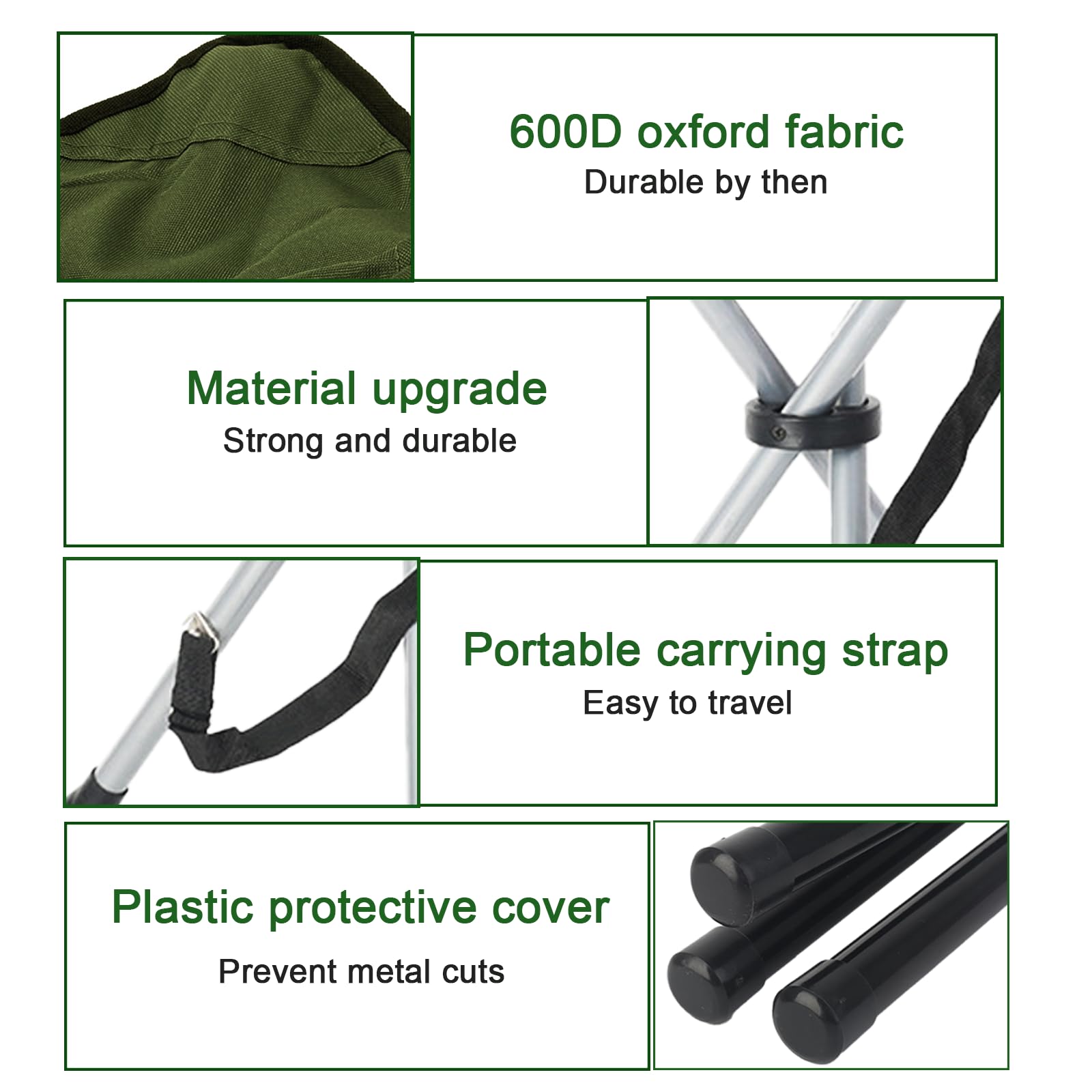 Portable Folding Camping Stool - 16.5 Inch Lightweight Tripod Seat for Outdoor Activities | Perfect for Camping, Hiking, Fishing, Hunting, Beach, Picnic, BBQ & Garden Use (Green)