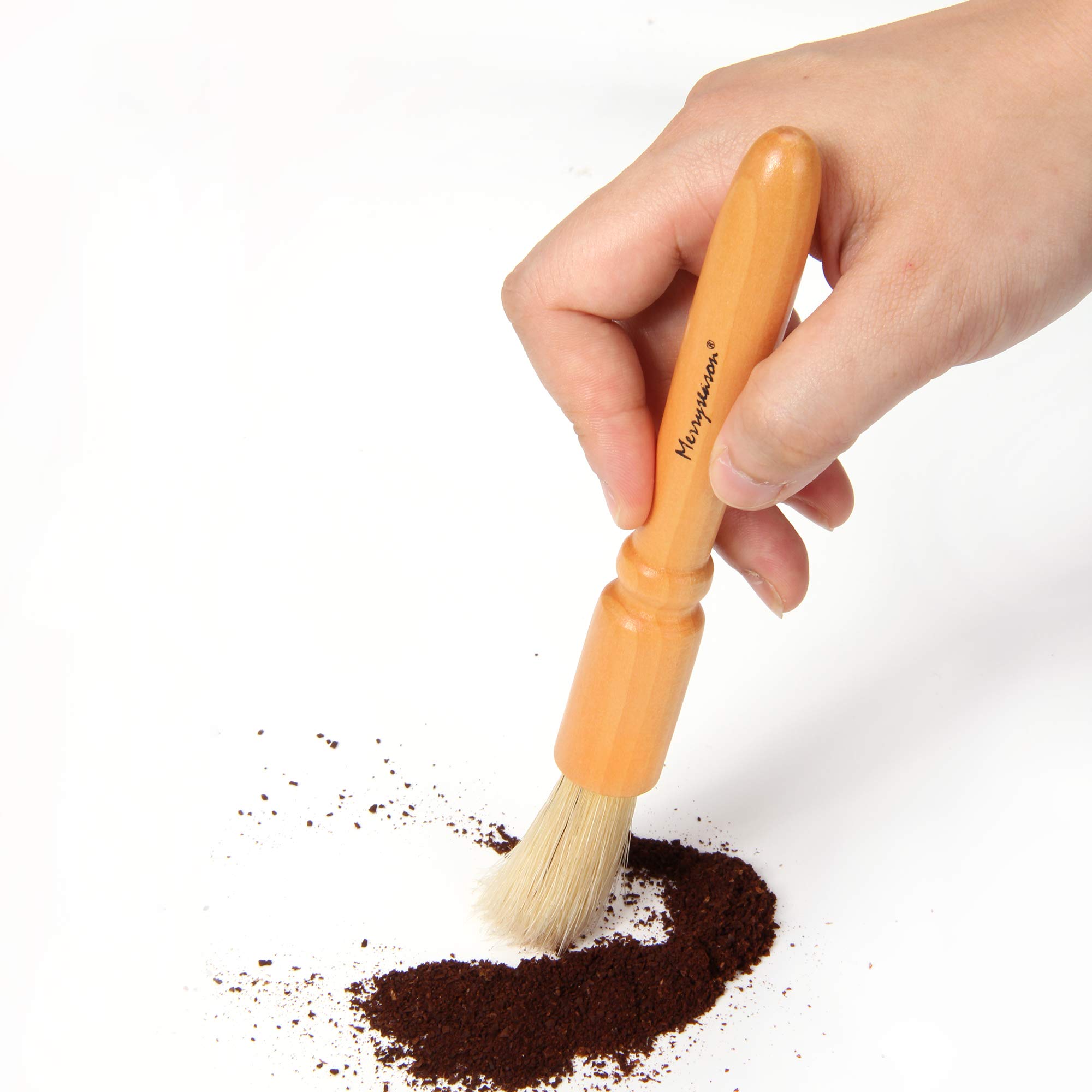 Premium Wooden Coffee Grinder Cleaning Brush with Natural Bristles - Barista-Grade Espresso Accessory for Coffee Beans, Grains & Kitchen Tools - Perfect for Home Baristas & Coffee Enthusiasts (Ideal for Daily Grinder Maintenance & Coffee Station Cleaning)