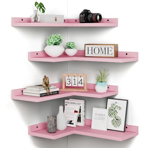 Pink Floating Corner Shelves