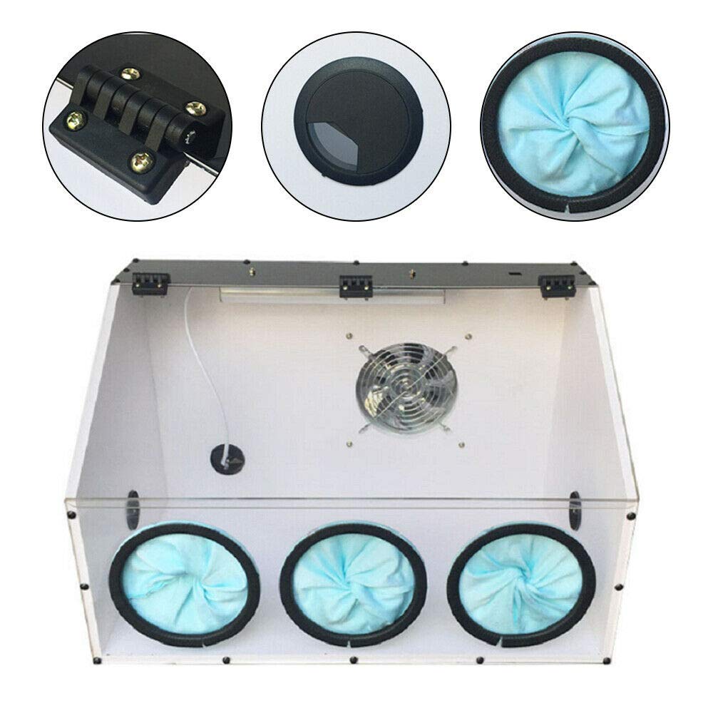 TFCFL Fully Enclosed Electric Grinding Table Polisher with Transparent Acrylic Dust Box, LED Light & Blower - 3 Hole Design for Jewelry, Metal, Wood Polishing | Workshop & DIY Craft Use