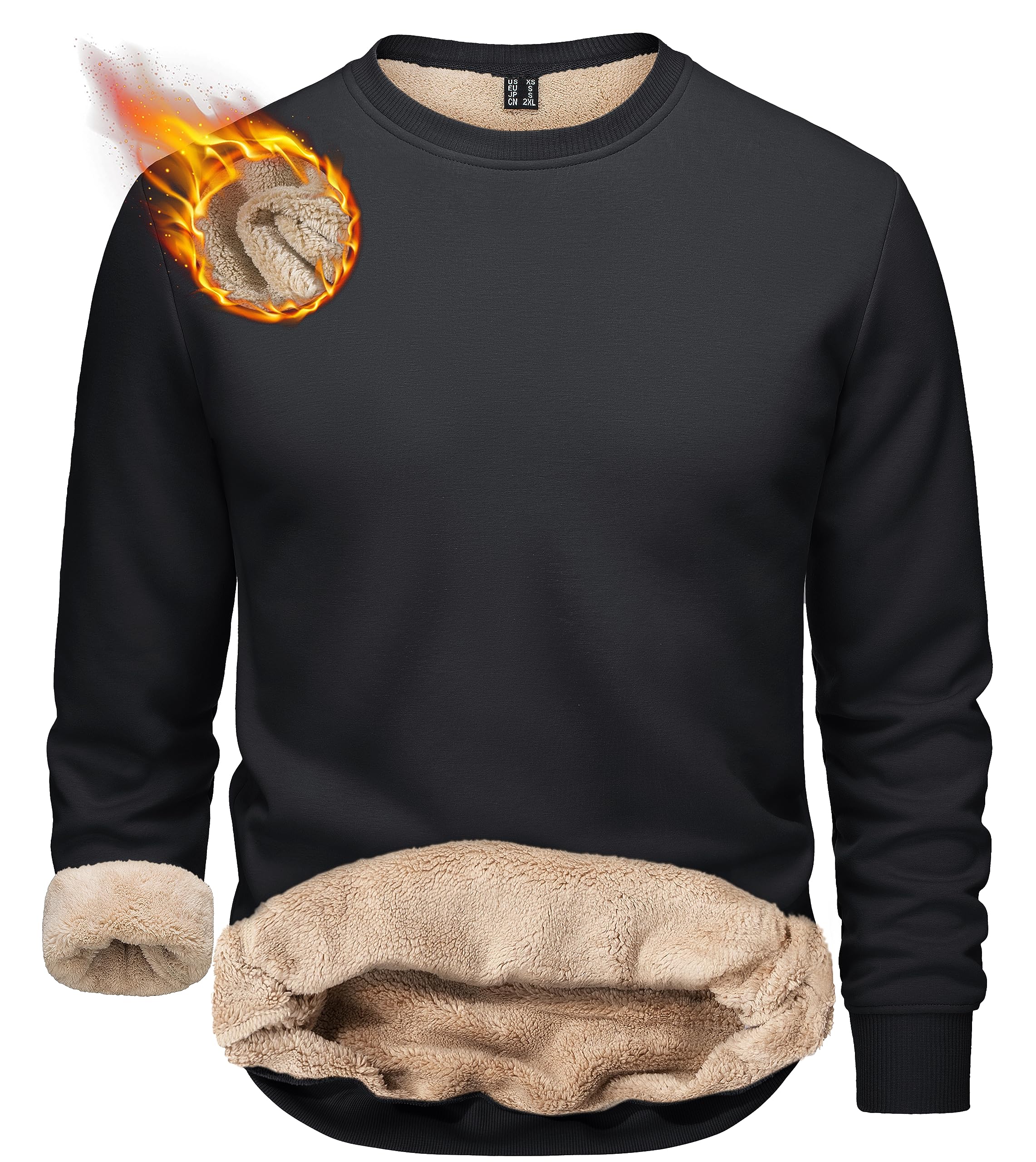 TACVASEN Men's Fleece Sherpa Sweatshirt - Warm Winter Pullover for Outdoor & Casual Wear