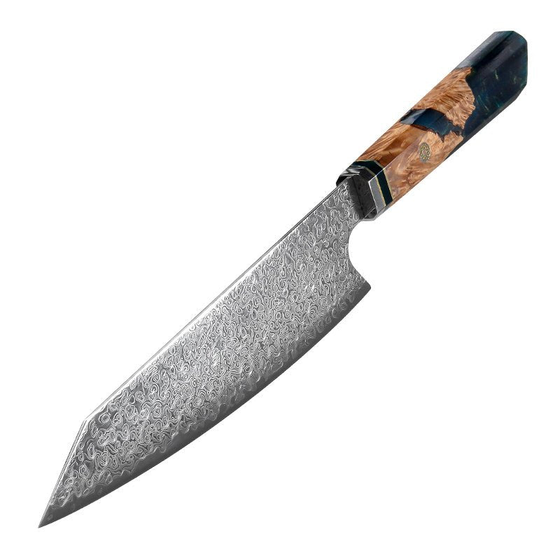 Premium Japanese VG10 Damascus 8-Inch Chef Knife with Exotic Olive Wood Handle & Leather Sheath – Perfect for Professional Chefs, Home Cooking, and Gourmet Food Preparation