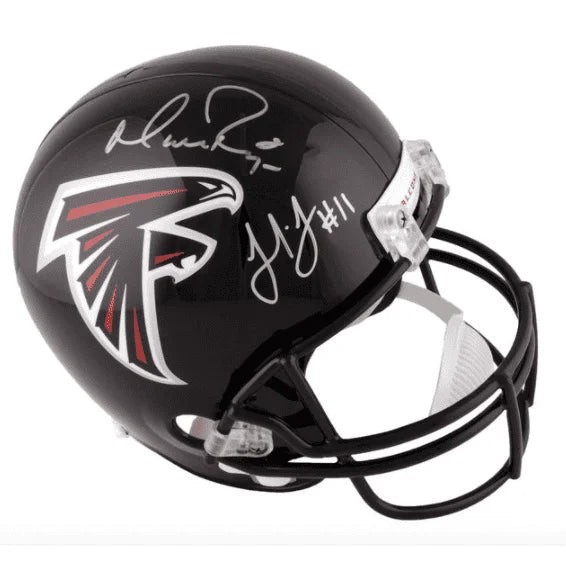 Matt Ryan & Julio Jones Autographed Atlanta Falcons Full Size Football Helmet with COA - Perfect for Falcons Fans, Collectors, and Sports Memorabilia Displays