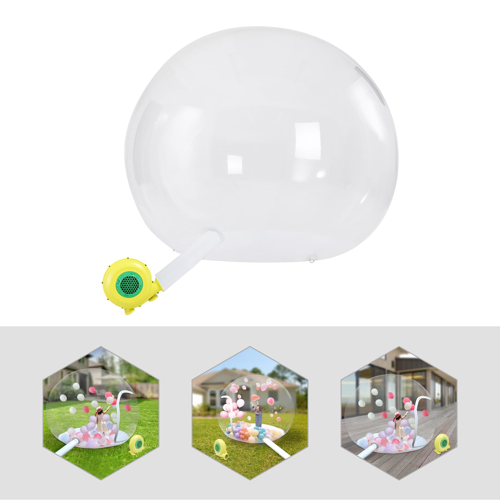 Inflatable Bubble Tent for Camping - 360° Clear PVC Bubble House with 350W 1600RPM High Speed Blower - 9.8 X 7.8 X 7.8Ft Waterproof Inflatable Dome for Outdoor Stargazing, Backyard Parties & Glamping Adventures