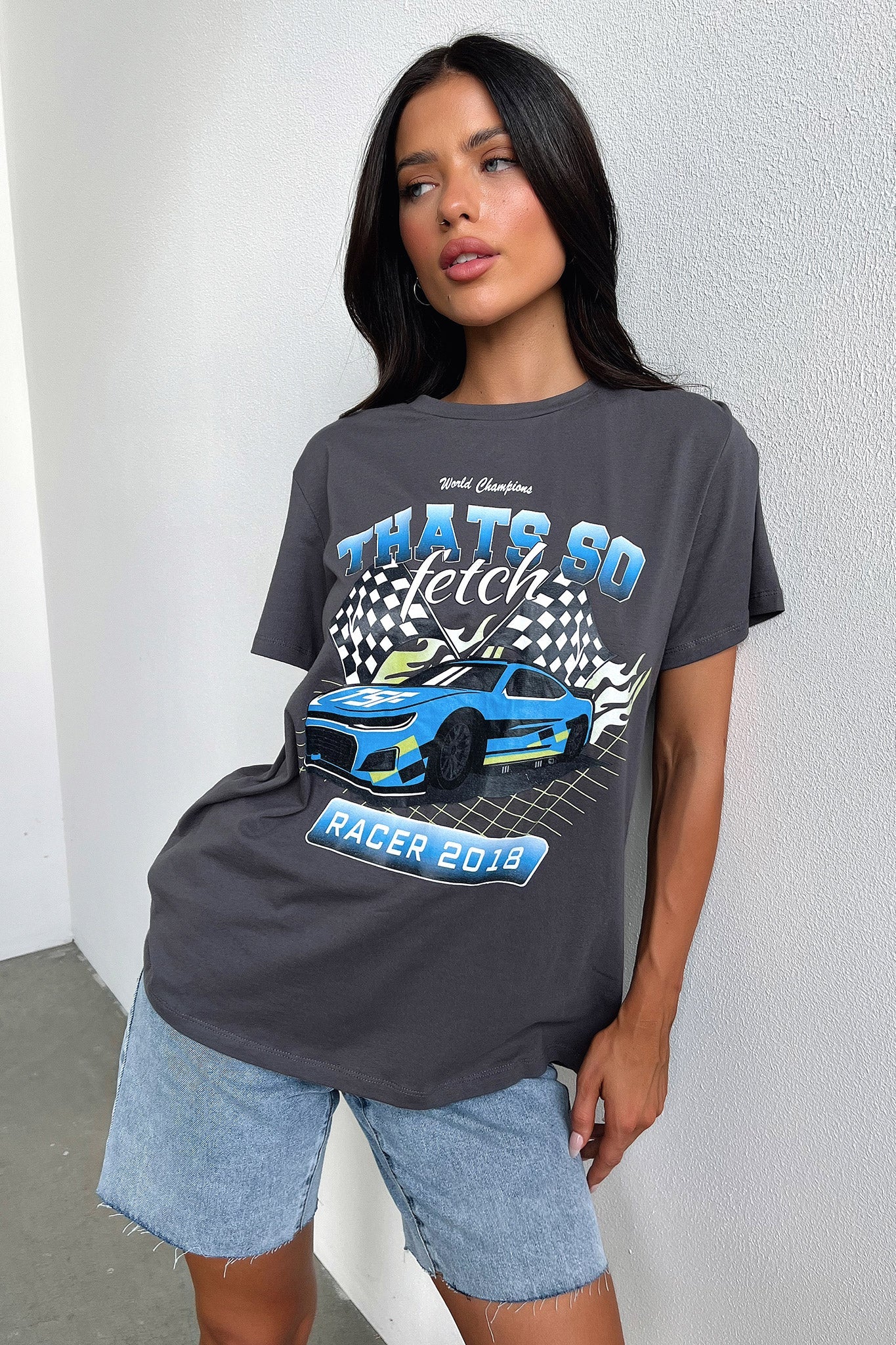 Homestretch Oversized T-Shirt for Men & Women - Soft Cotton Relaxed Fit Tee in Charcoal Gray | Perfect for Casual Wear, Lounge & Street Style Outfits