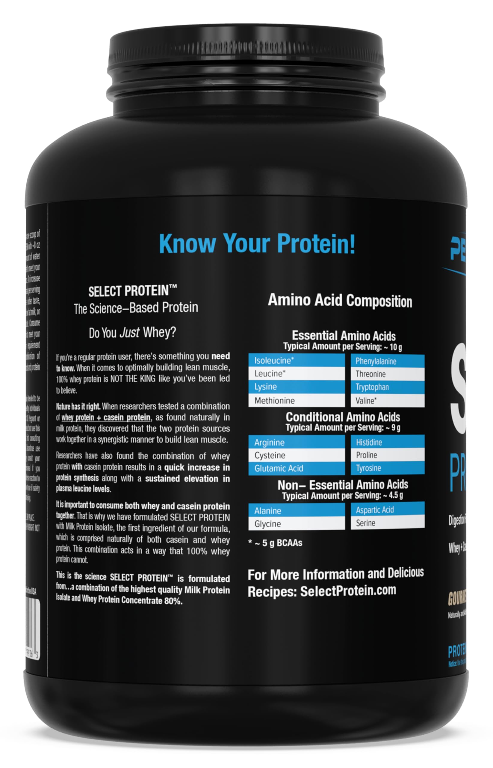 Select Protein Powder – Gourmet Vanilla, 55 Servings | Whey & Casein Blend for Muscle Growth & Recovery | Low Carb, Low Fat, Gluten-Free Protein Powder | Best Tasting Protein for Men & Women | Post-Workout, Meal Replacement & Weight Management