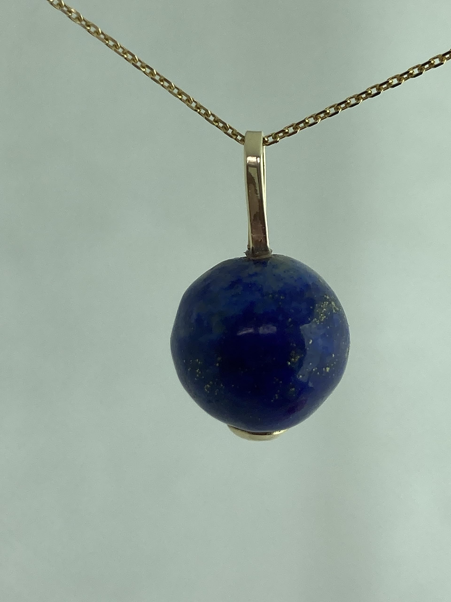 Natural Lapis Lazuli 9ct Solid Yellow Gold Pendant Necklace - Round Blue Gemstone Jewelry for Women, Gift for Her, Birthday & Anniversary Present