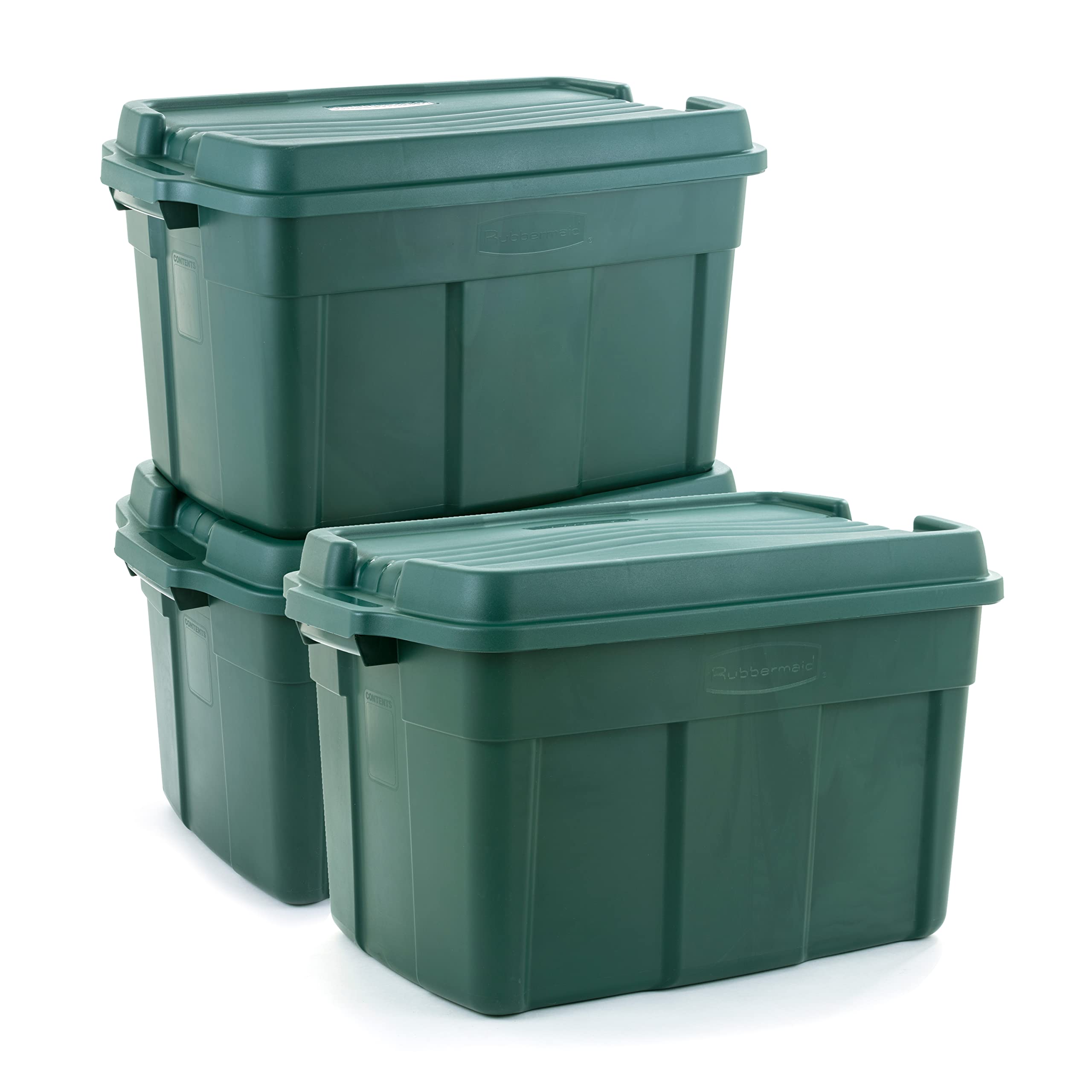 Rubbermaid 3-Pack 37-Gallon High Top Storage Bins - Heavy Duty Plastic Containers for Garage, Basement & Home Organization | Perfect for Seasonal Decor, Sports Gear & Household Items Storage