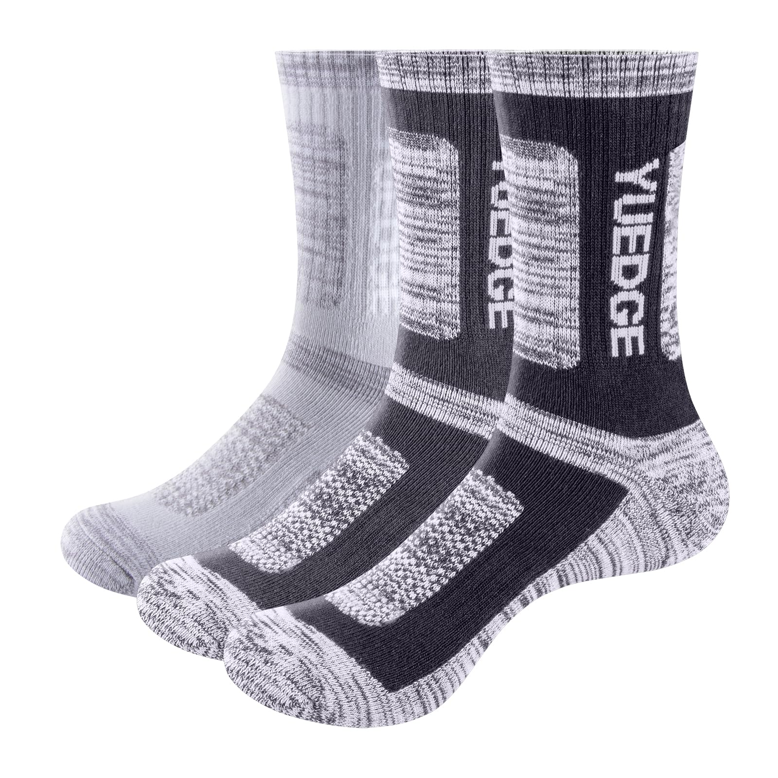 **YUEDGE Men's Cushioned Athletic Hiking Socks - Moisture Wicking, Anti-Odor, Thick Cotton for Walking, Running & Outdoor Sports - Size 6-12 (3 Pairs) - Perfect for Work, Travel & Everyday Comfort**