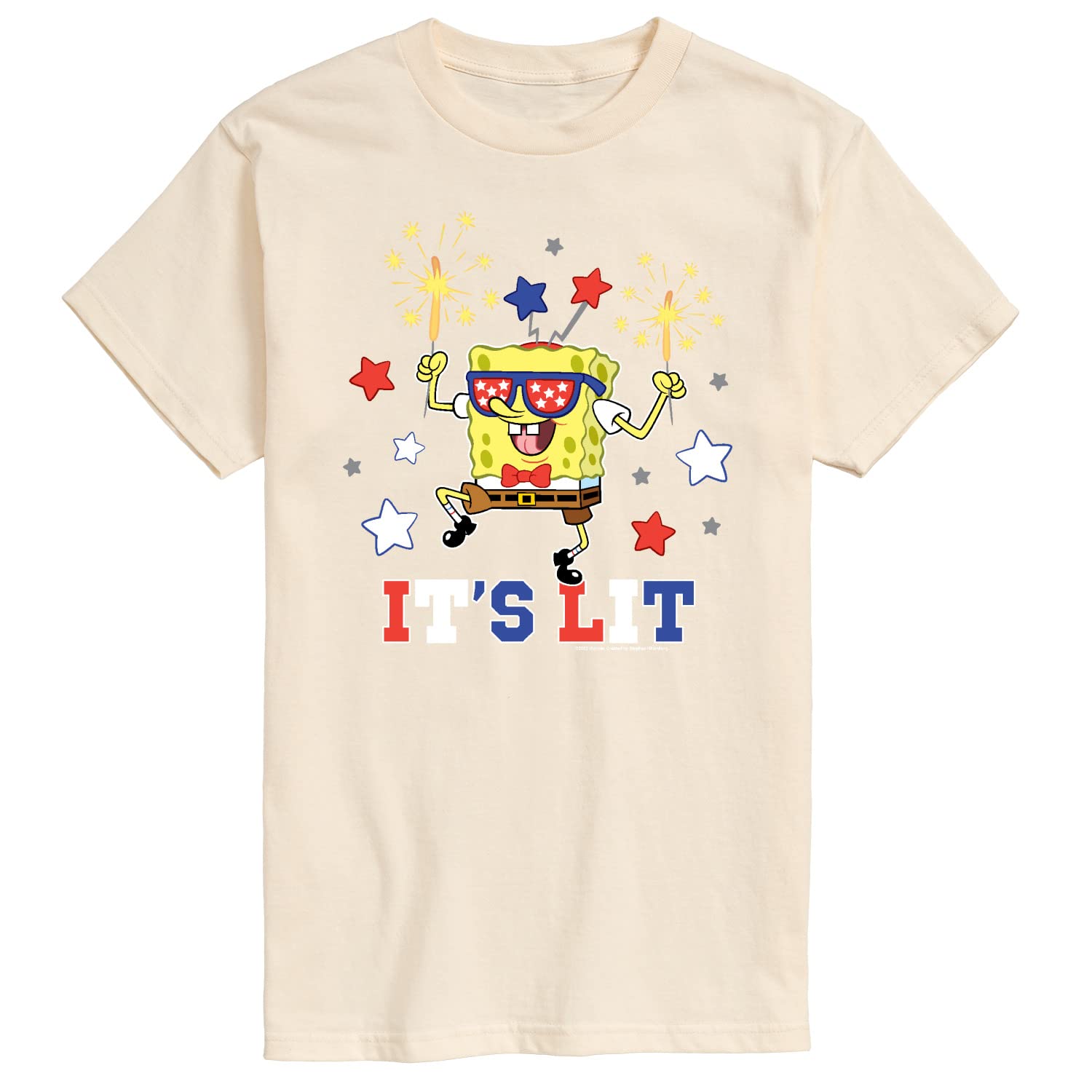 HYBRID APPAREL Spongebob Squarepants It's Lit Men's Graphic T-Shirt - Funny Cartoon Tee for Casual Wear, Gifts & Everyday Outfits