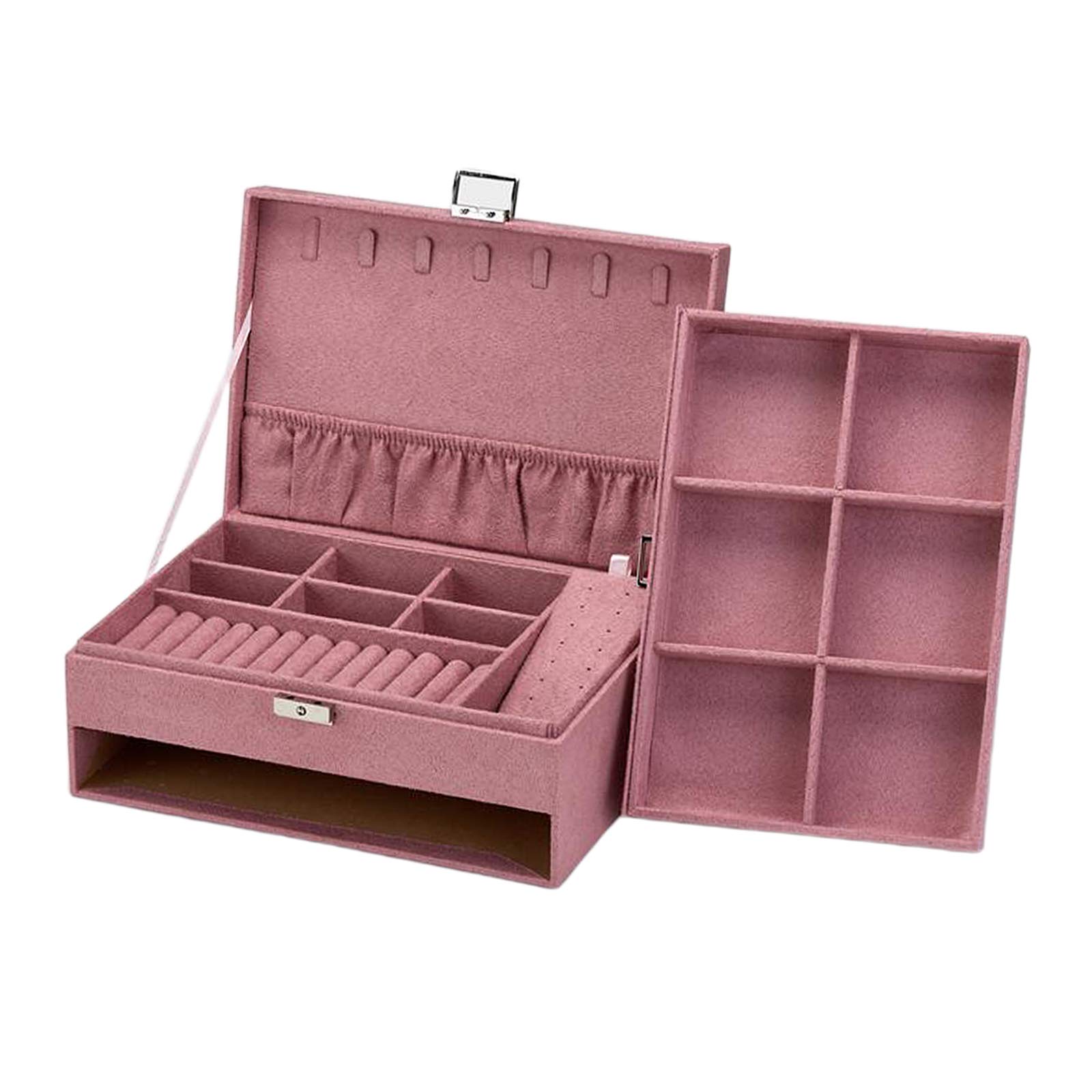 Vintage Velvet Jewelry Box & Ring Holder - Elegant Pink Storage Organizer for Rings, Necklaces & Earrings | Exquisite Workmanship | Perfect for Dresser Display, Gift Giving & Travel Jewelry Case