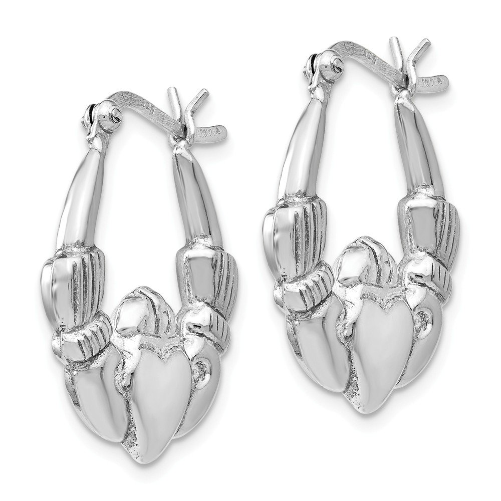 Sterling Silver Polished Claddagh Hinged Hoop Earrings for Women - Irish Celtic Jewelry Gift for Her - Perfect for Weddings, Anniversaries & Everyday Wear