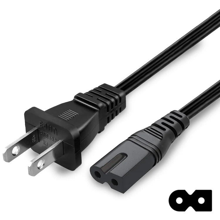 2 Prong Polarized Power Cable - Heavy Duty Replacement Cord for Home & Office Electronics | Perfect for Lamps, TVs, Computers & More
