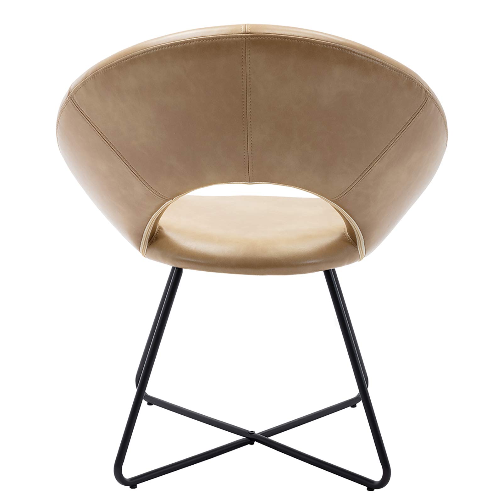 DUHOME Mid-Century Modern Accent Chair - Industrial Style Lounge & Dining Chair with Black Metal Legs, 1-Piece Camel Fabric Upholstery for Living Room, Office, or Cafe Decor | Comfortable Seating for Home & Commercial Spaces
