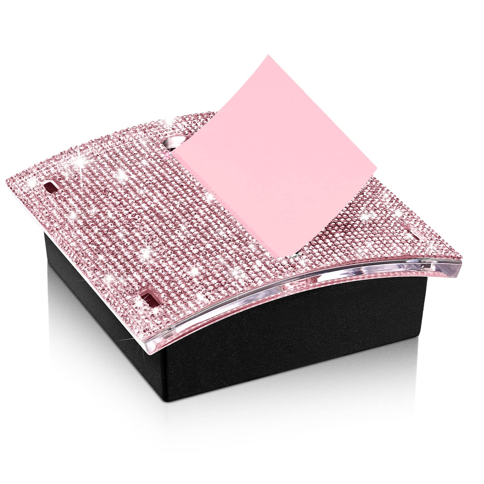 Eersida 4x4 Inch Rhinestone Self-Stick Note Pad Holder - Sticky Memo Dispenser for Office, Home, Desk Organization (Pink) | Perfect for Reminders, Grocery Lists & Task Management