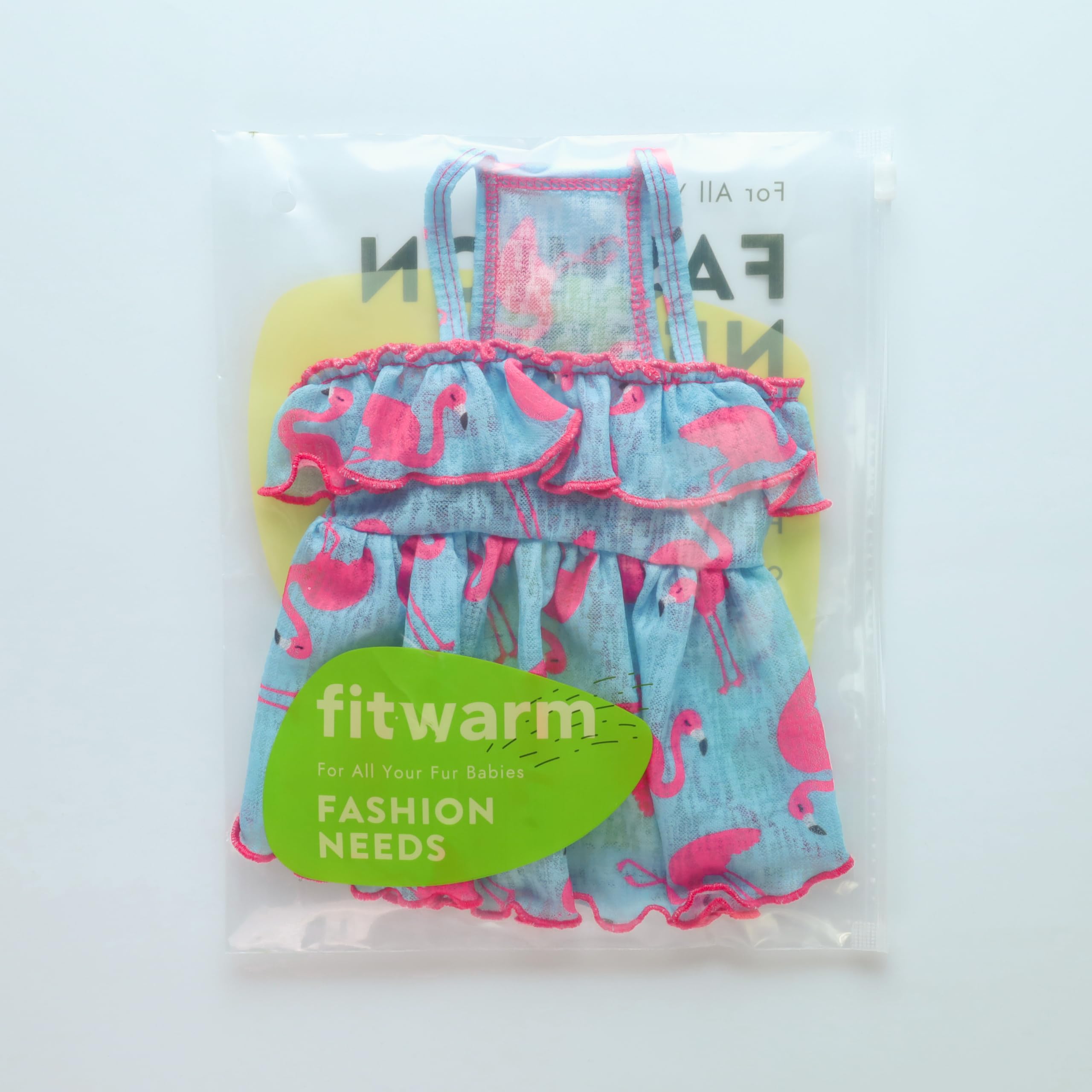 Fitwarm Flamingo Print Dog Dress - Summer Hawaiian Ruffled Sundress for Small Dogs | Cute Pet Outfit in Blue & Pink | Perfect for Beach, Parties & Outdoor Adventures