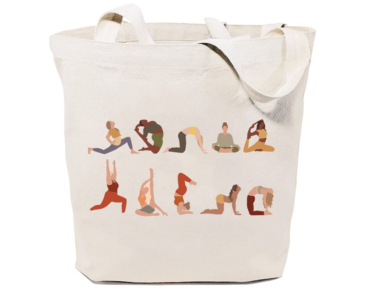 Eco-Friendly Canvas Tote Bag for Women - Yoga Pose Print Reusable Grocery Shopping Bag - Perfect for Yoga Class, Beach Trips, Gym & Daily Errands