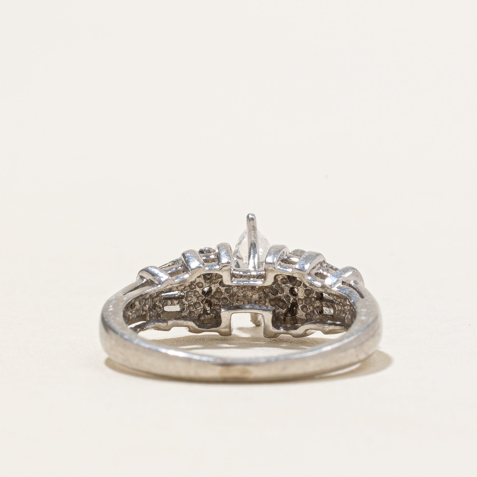 0.59ctw Marquise Cut Diamond Engagement Ring - Size 3.75 - High Setting for Elegant Bridal Jewelry - Perfect for Proposals, Weddings & Anniversaries