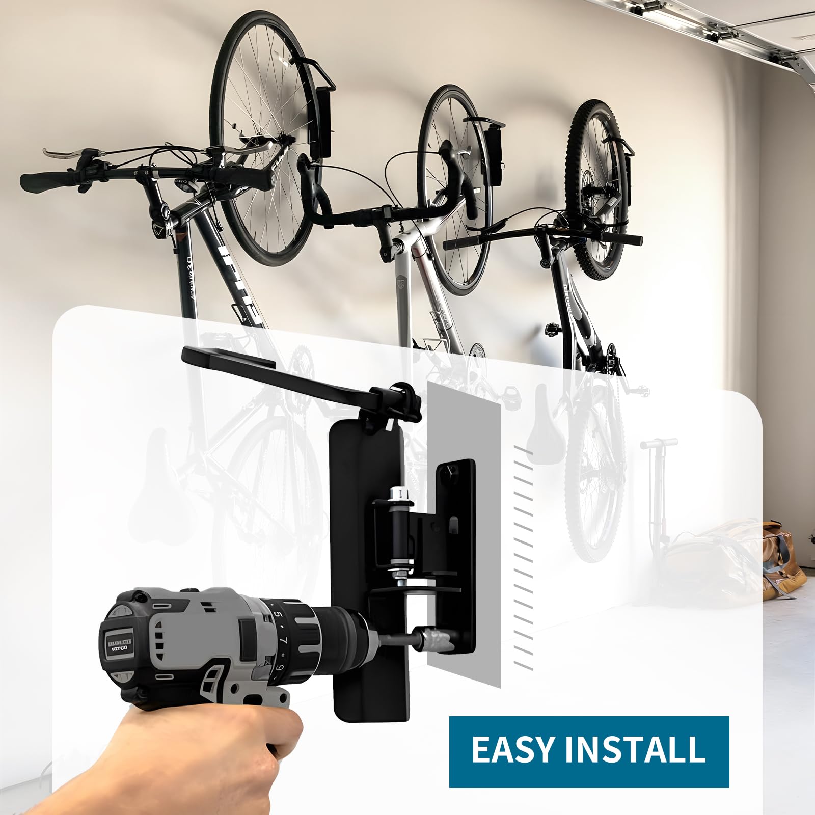 OKSTENCK 2-Pack Swivel Bike Wall Mount Rack - Heavy Duty Garage Storage for Mountain, Road & Kids Bikes - Space Saving Black Bike Holder (Perfect for Small Apartments & Organized Garages)