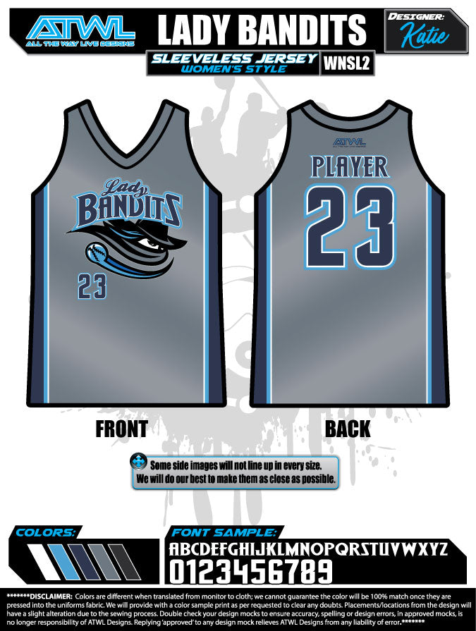 Lady Bandits Mirrored Women's Sleeveless Basketball Jersey - Performance Sports Apparel for Women's Team Games & Fan Support