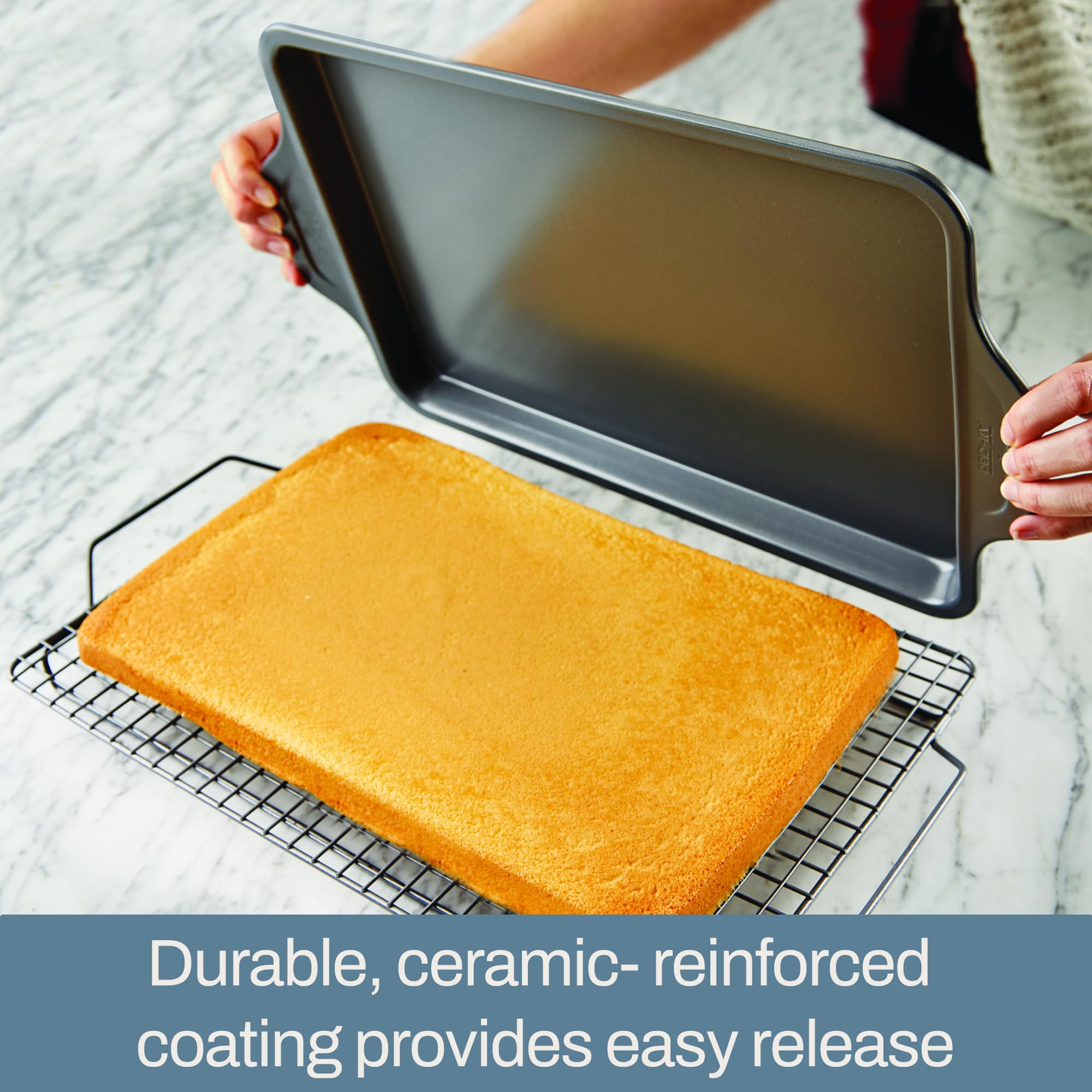 All-Clad Pro-Release Nonstick Bakeware Set - 17x11.75 Inch Cookie Sheet Pan, Muffin Pan, Cooling Rack, Round Cake Pan & Loaf Pan - Oven Safe up to 450°F - Perfect for Baking Cookies, Cakes, Breads & More - Ideal for Home Bakers & Professional Kitchens