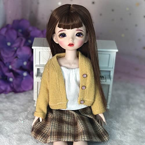 1/6 Scale Mini Fashion BJD Doll Outfit Set - 30cm Ball Jointed MSD with Movable Clothes & Shoes, Cute Makeup - Perfect Birthday Gift for Girls & Kids (Style #18) | Collectible Doll Fashion for Display & Photography