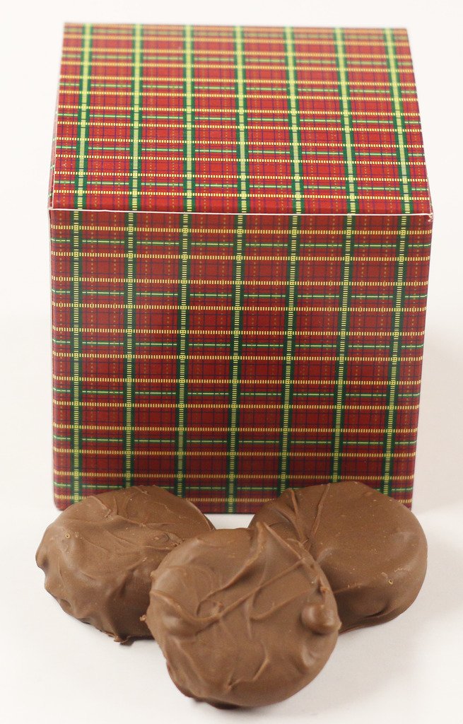 Scott's Cakes Milk Chocolate Covered Peanut Butter Oreos - 1 Pound Square Plaid Gift Box | Premium Chocolate Covered Cookies for Parties, Gifts & Dessert Lovers