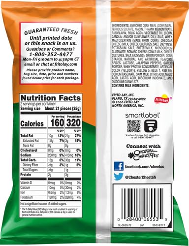 Crunchy Cheetos Cheddar Jalapeno Cheese Flavored Snacks - 2 Oz Bags (Pack of 32) | Spicy Cheese Puffs for Parties, Movie Nights & On-the-Go Snacking