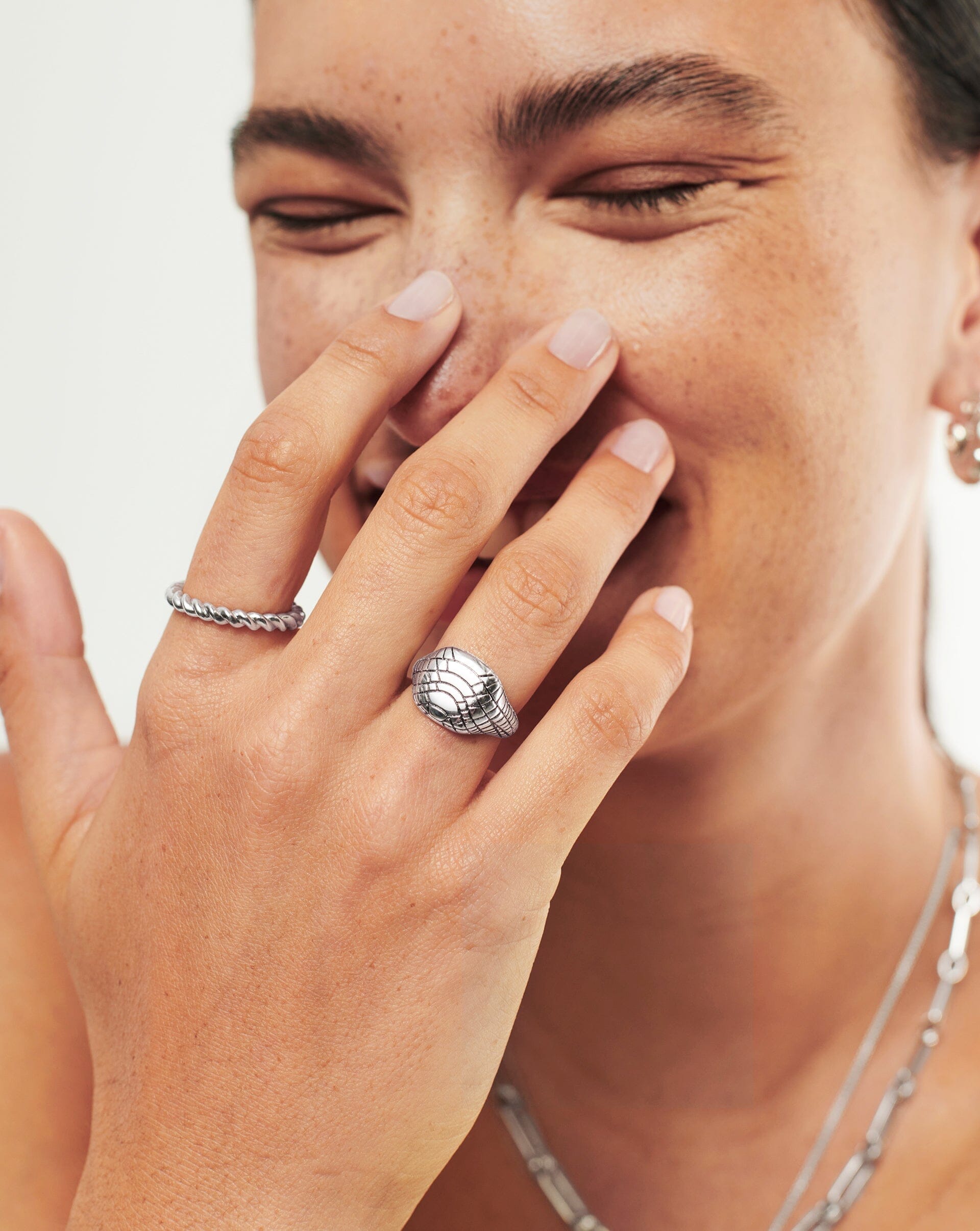 Serpent Textured Signet Ring for Men & Women | Silver Plated Stainless Steel Jewelry | Perfect for Gifts, Parties & Everyday Wear