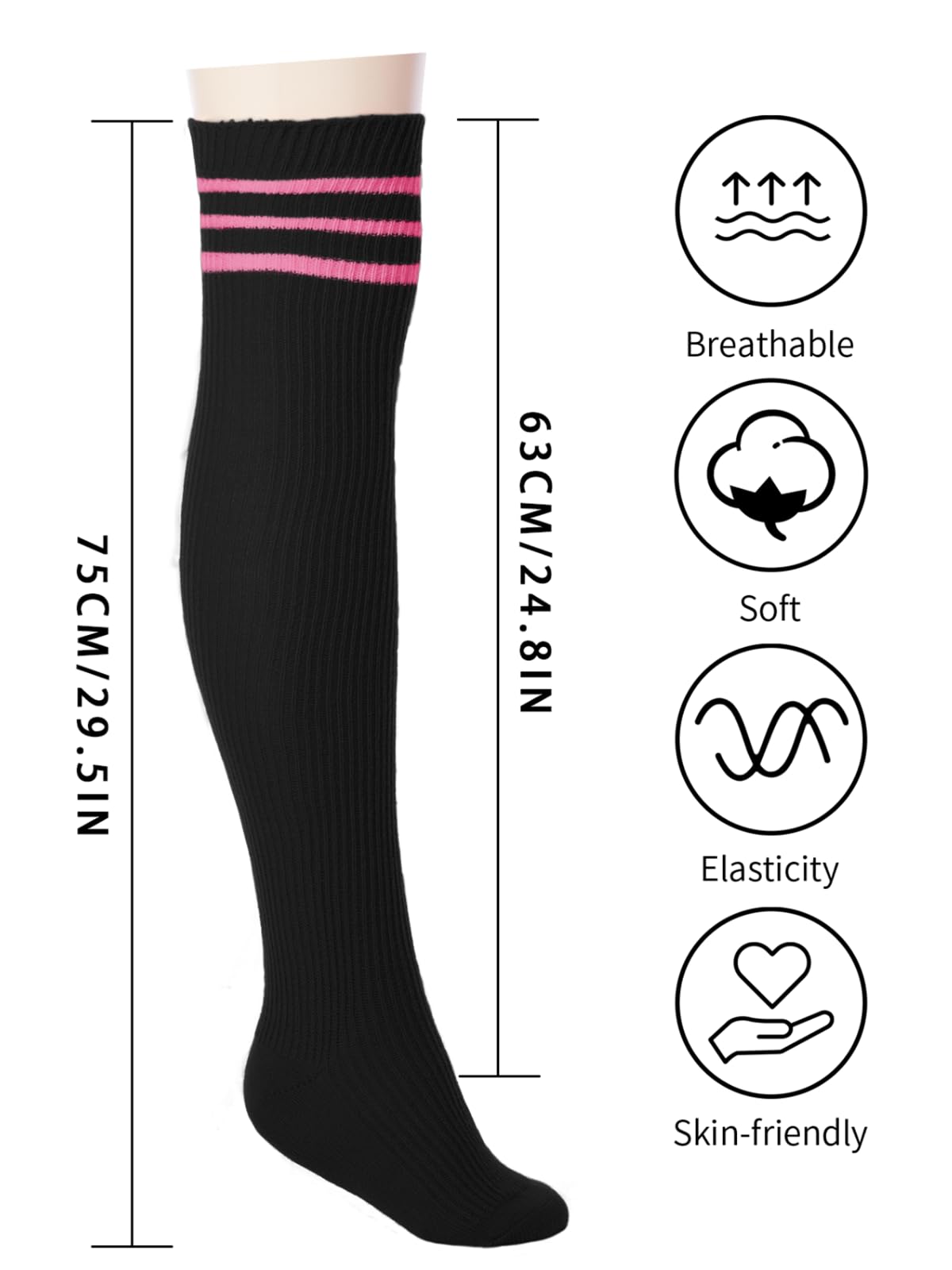 Abodhu Women's Thigh High Socks - Striped Over Knee Stockings for Women | Warm Knit Long Socks for Cosplay, Casual Wear & Winter Outfits