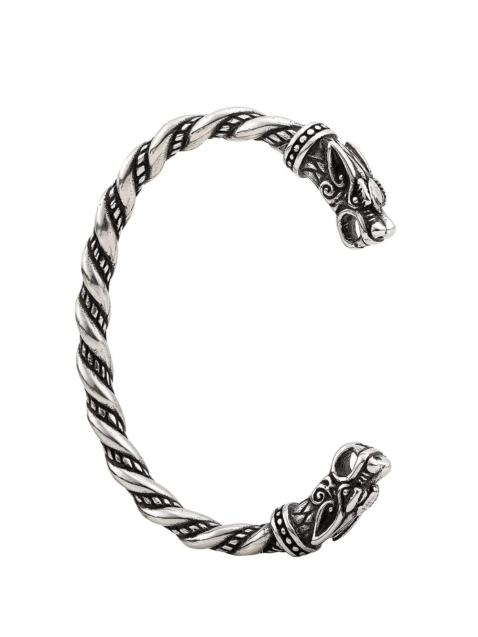 HAQUIL Stainless Steel Viking Twisted Cuff Bracelet for Men - Norse Arm Ring Jewelry Gift - Perfect for Viking Lovers, Cosplay & Medieval Reenactments