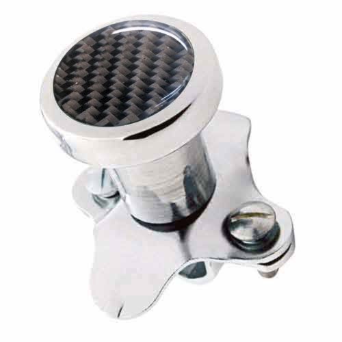 Polished Billet Aluminum Steering Wheel Spinner Knob - Suicide Brody Knob for Hot Rod, Custom Car, Truck, SUV, Tractor Trailer & Boat - Real Carbon Fiber Inlay Accent - Perfect for Off-Roading, Drifting & Heavy-Duty Vehicles