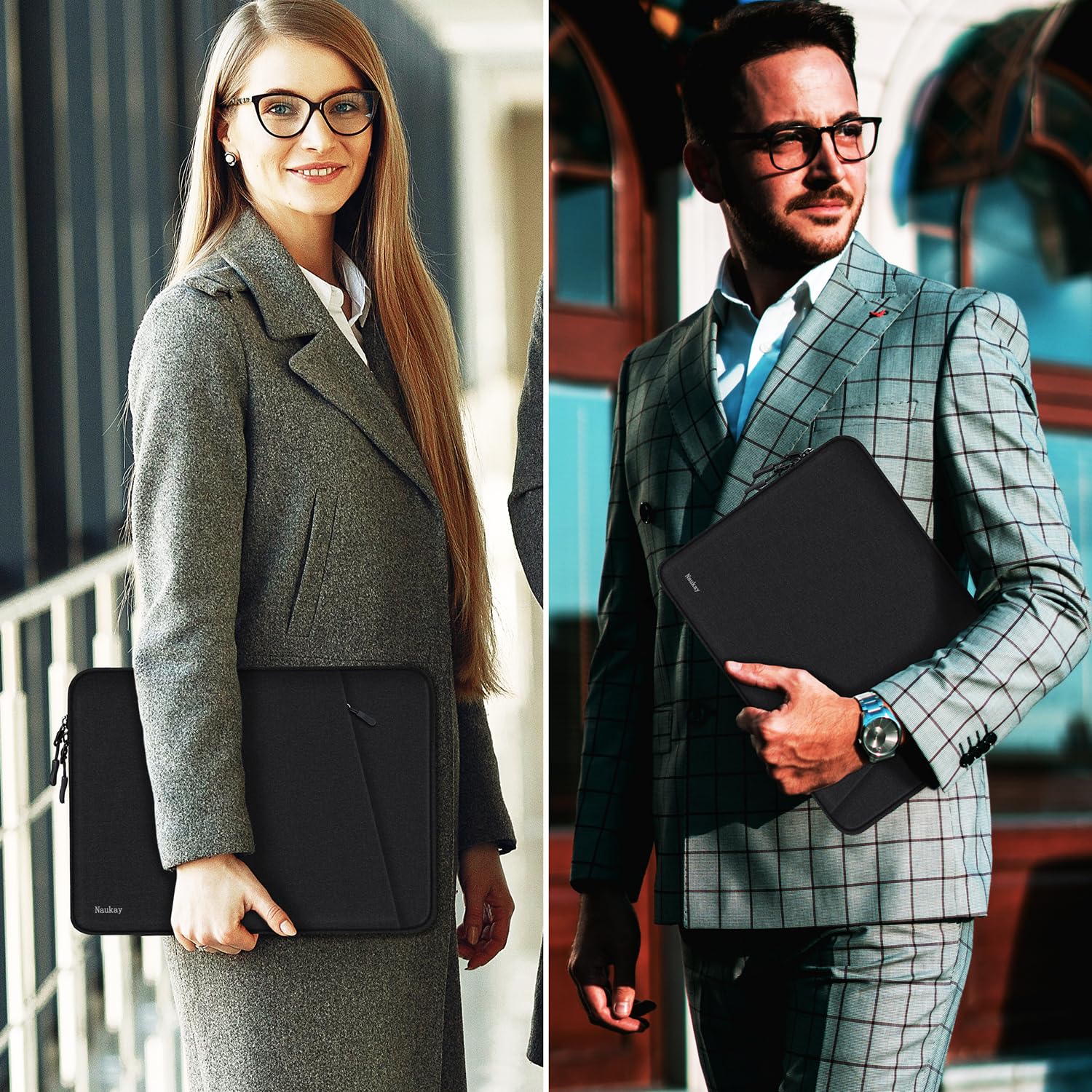 14 Inch Shockproof Laptop Sleeve Bag with Accessories Pocket - Protective MacBook Air/Pro Case for Dell, HP, Acer, Asus, Lenovo - Black - Ideal for Work, Travel & School