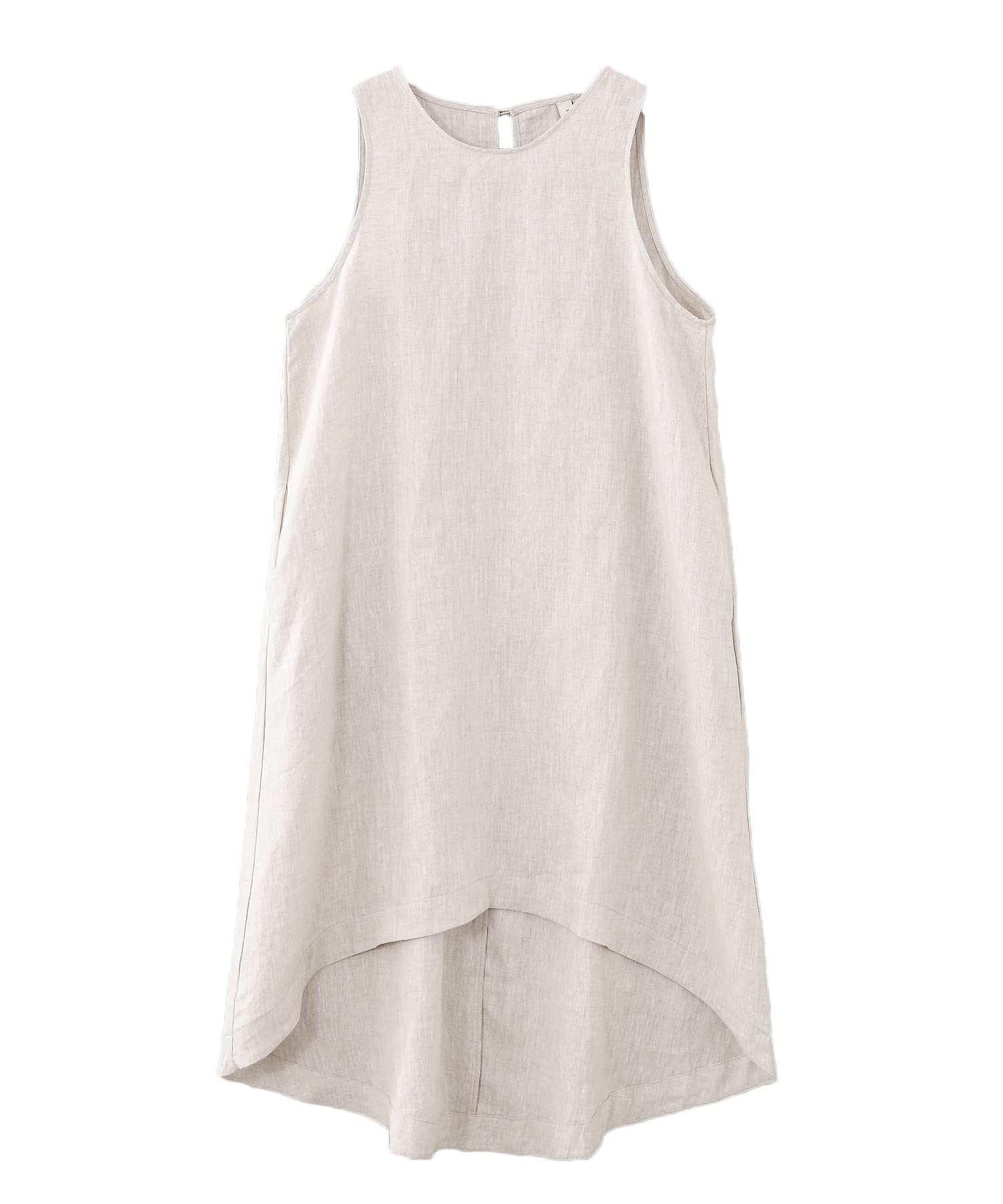 Amazhiyu Women's 100% Linen High-Low Midi Dress with Pockets - Summer Casual Flowy Dress for Beach, Vacation & Everyday Wear
