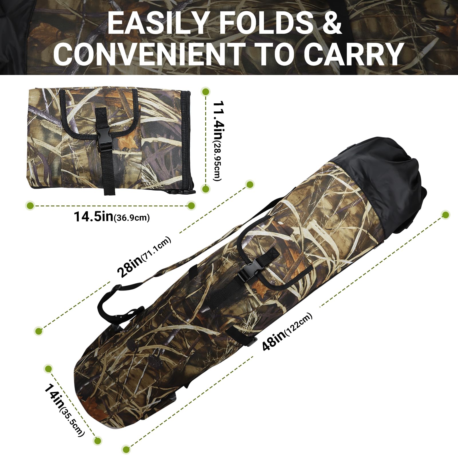 **FOUUAAOOU Fishing Rod Bag - Durable Folding Oxford Fabric Fishing Pole Case, Portable Fishing Gear for Men - Ideal for Travel, Storage & Fishing Gifts (Camouflage)**