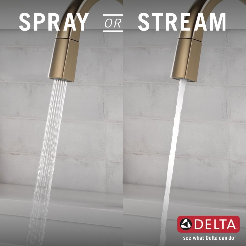 Delta Monrovia Gold Kitchen Faucet with Pull Down Sprayer - Magnetic Docking Champagne Bronze 9191-CZ-PR-DST | Modern Touchless Kitchen Sink Faucet for Easy Cooking & Cleaning