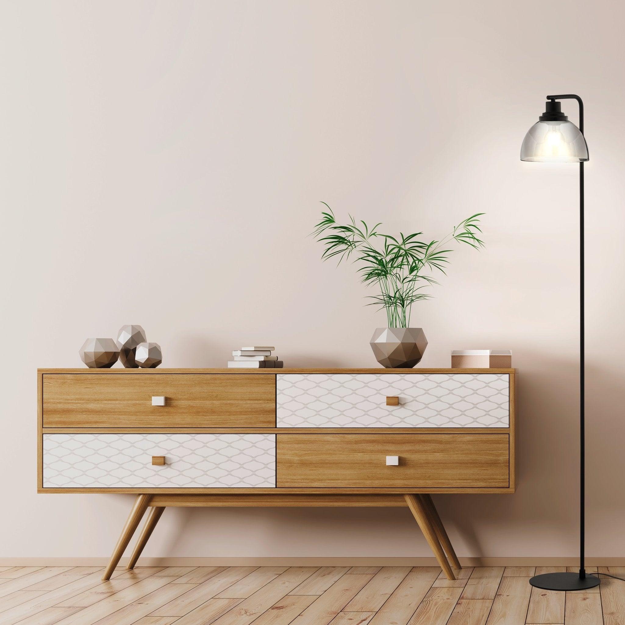 Eglo Beleser Modern Black Floor Lamp with Smoked Glass Shade - Slim Standing Light for Living Room, Bedroom & Office Decor