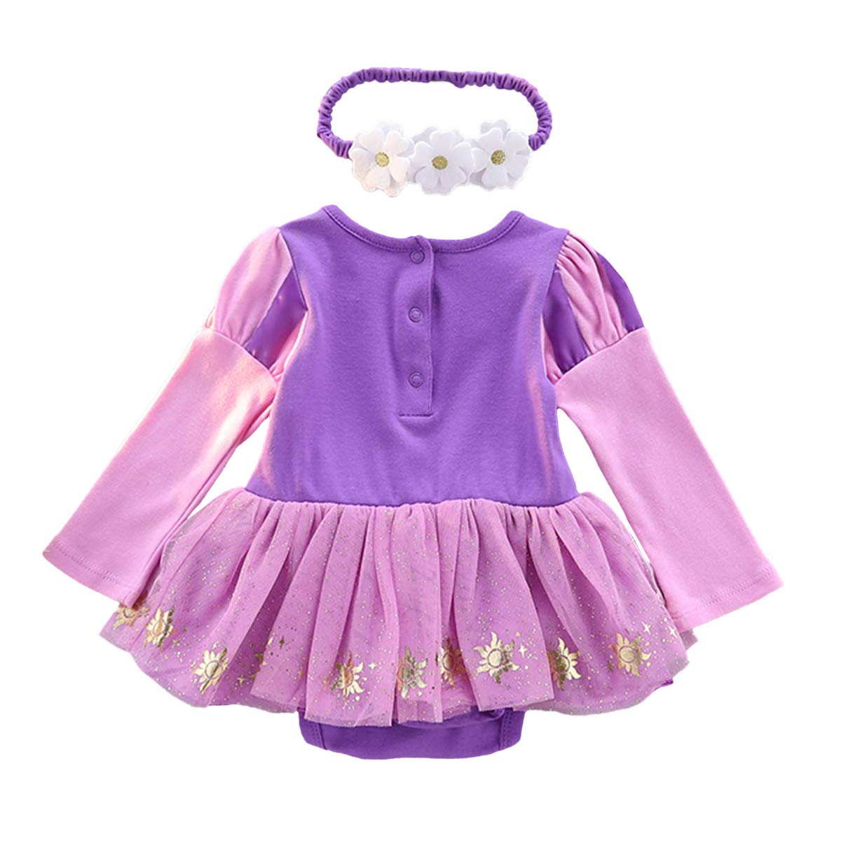 Baby Girls Princess Costume Set - Birthday Bodysuit Romper with Tutu Dress & Headband | Halloween, Christmas Party Outfit | Perfect for Dress-Up, Photo Shoots & Special Occasions