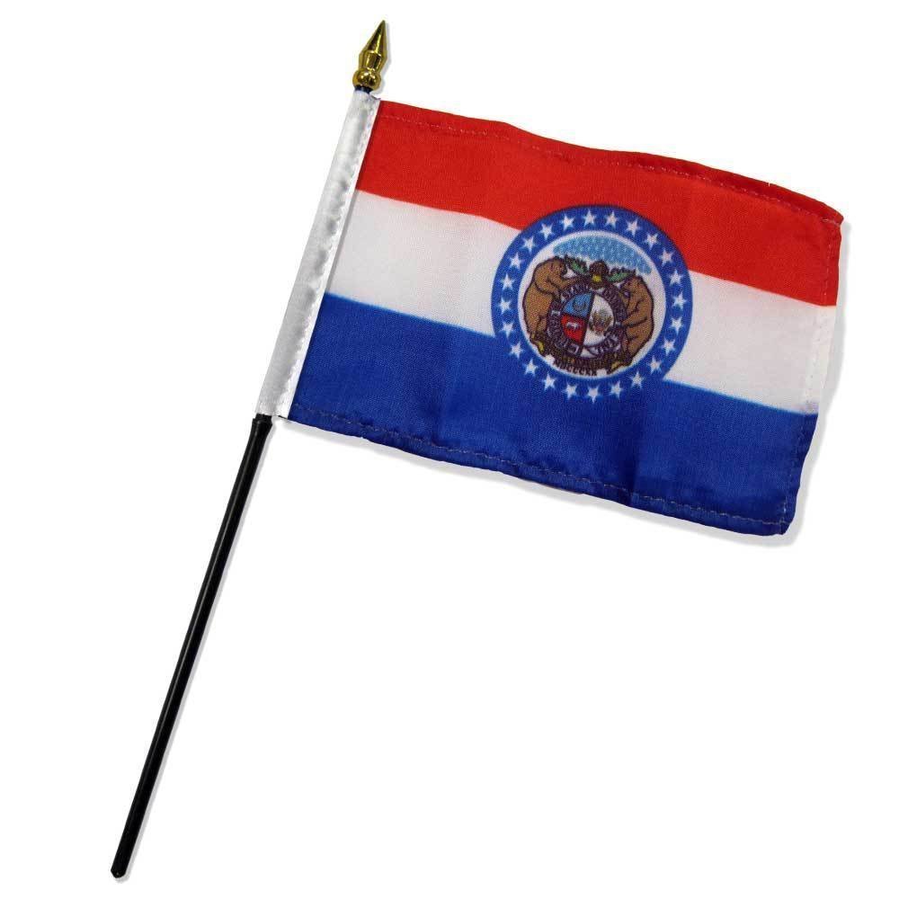 Missouri 4x6 Inch Mini Desk Stick Flag - No Base Included - Perfect for Office Decor, School Projects & Patriotic Displays (1 Flag)