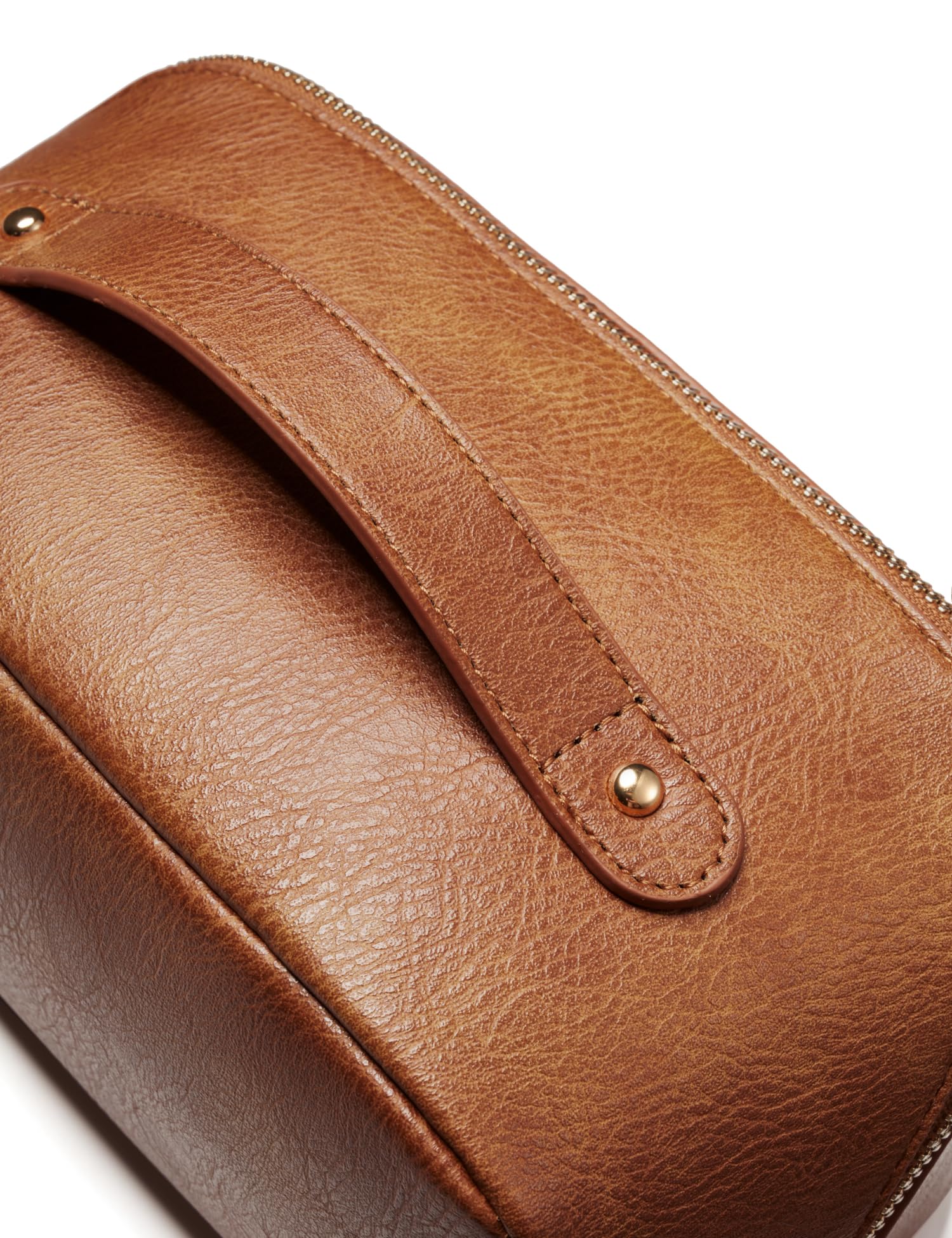 Yarnic Brown Travel Cosmetic Bag - Large PU Leather Makeup Organizer for Women | Perfect for Vacation & Daily Use