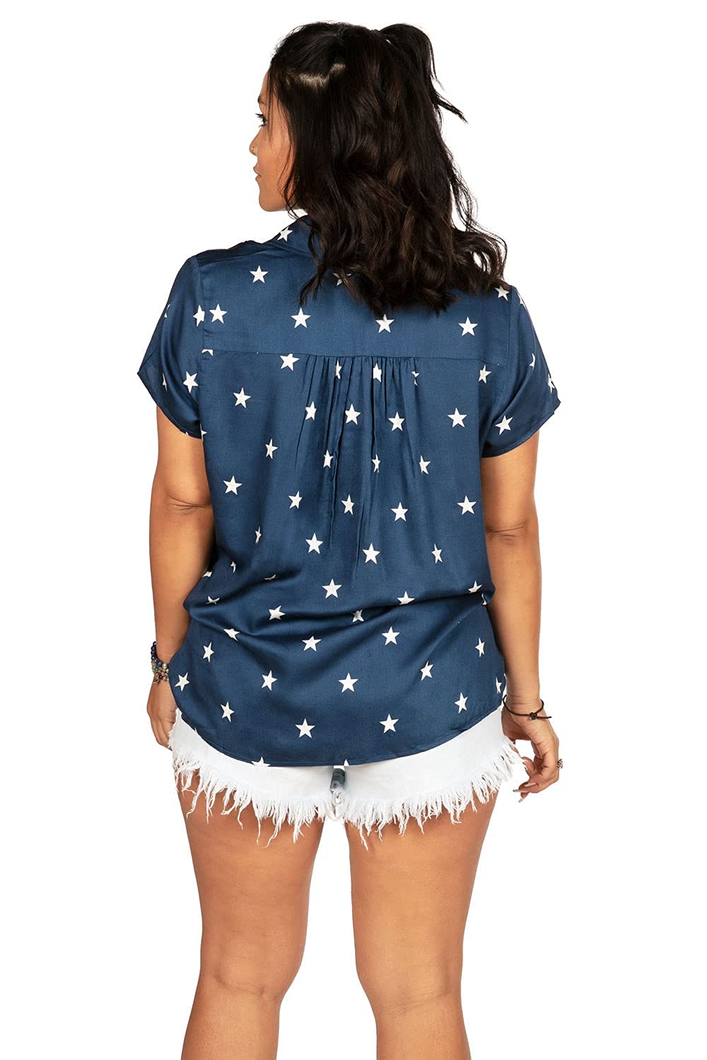 Tipsy Elves Women's 4th of July Patriotic Button Down Shirts | American Flag Themed Blouse for Independence Day Celebrations, BBQ Parties & Summer Festivals