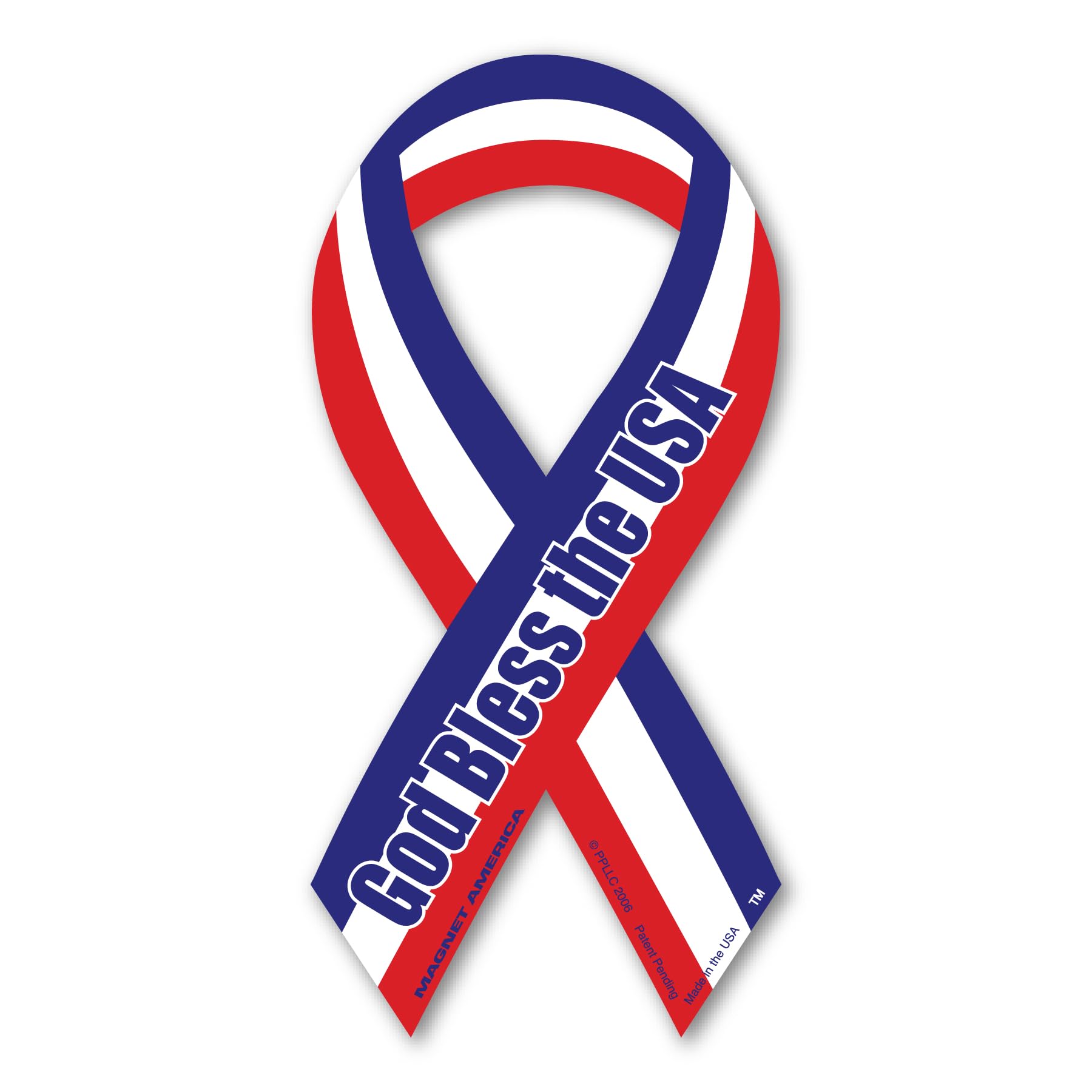 God Bless The USA Patriotic Red White Blue Ribbon Magnet 8