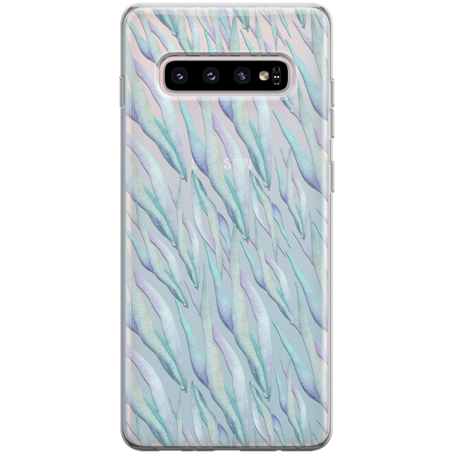 Shockproof Clear TPU Phone Case for Samsung Galaxy S24/S23 Ultra/S22+/S21 FE 5G/S20/Note 20/10 - Watercolor Mermaid Blue Leaves Floral Slim Design for Women | Perfect for Everyday Protection & Style Enhancement