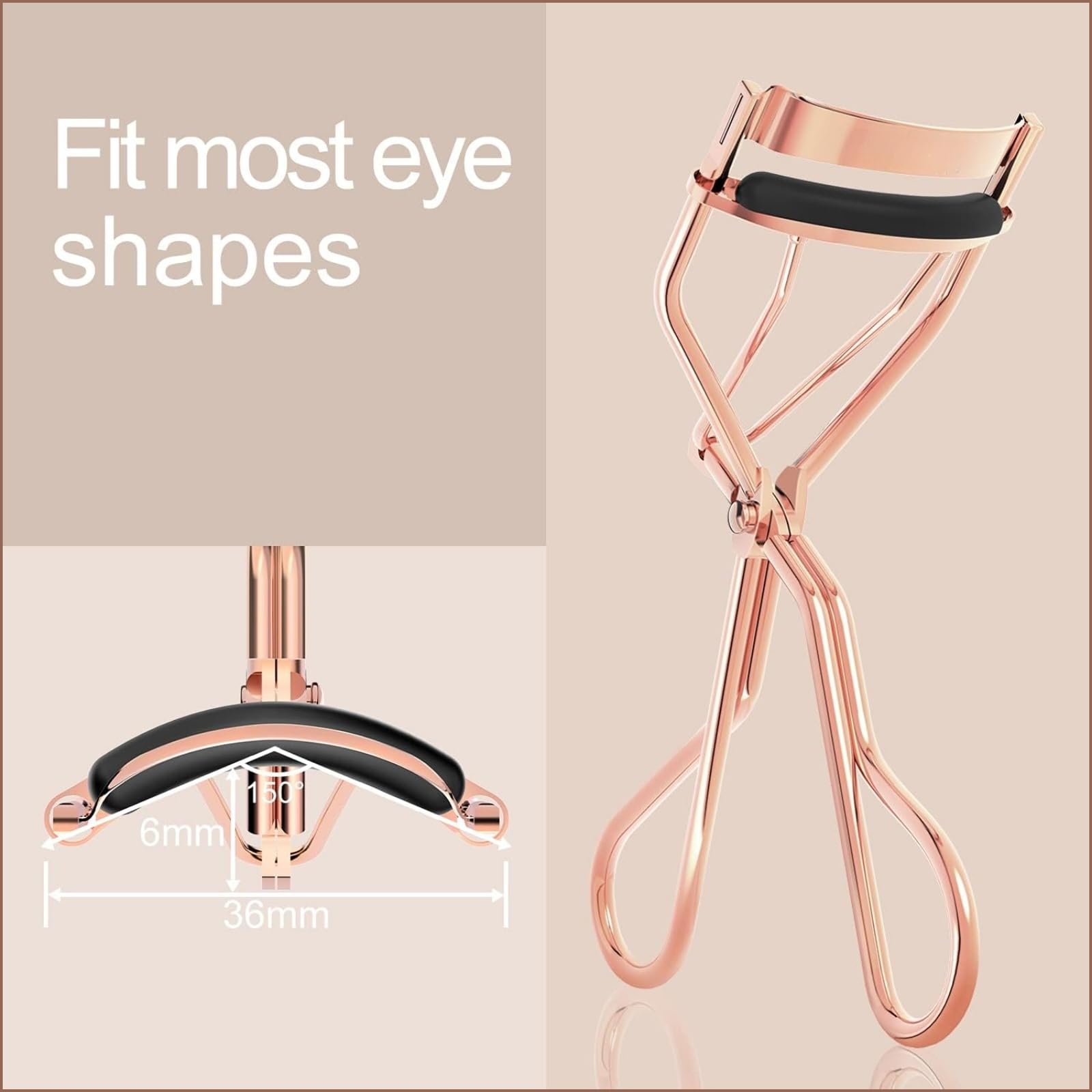 Professional Eyelash Curler for All Eye Shapes - Curved Lash Curler with Silicone Pad, Rose Gold Eyelash Curling Tool for Women | Perfect for Daily Makeup, Bridal Looks & Special Occasions