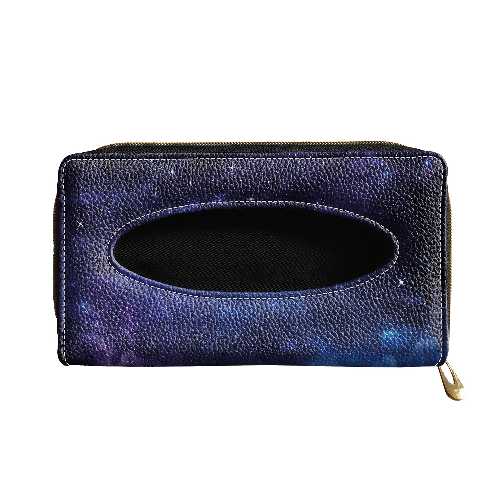 KEIAHUAN Blue Universe Leather Car Visor Tissue Holder - Hanging Napkin Organizer Box for Car Backseat | Car Accessories for Women & Men | Perfect for Road Trips, Commuting and Family Travel