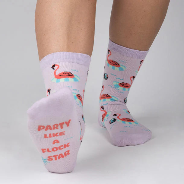 Fun & Colorful Sock It To Me Crew Socks - Flock Star Print Novelty Socks for Women & Men - Perfect for Parties, Gifts & Everyday Wear
